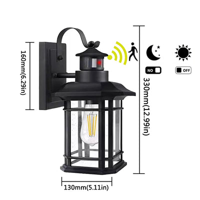 LED Single Head Motion Sensor Glass Outdoor Waterproof Wall Light