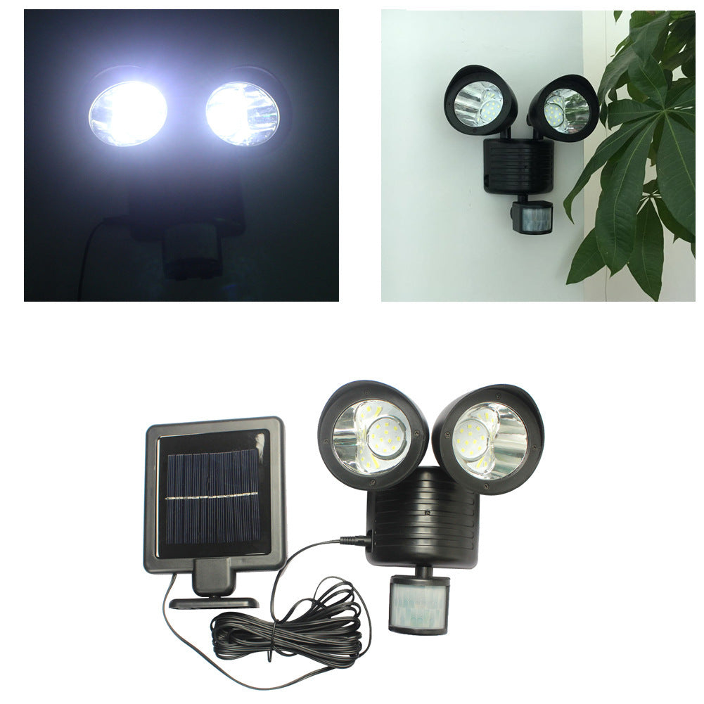 New solar lamp household solar human body induction double head light 22LED solar street lamp