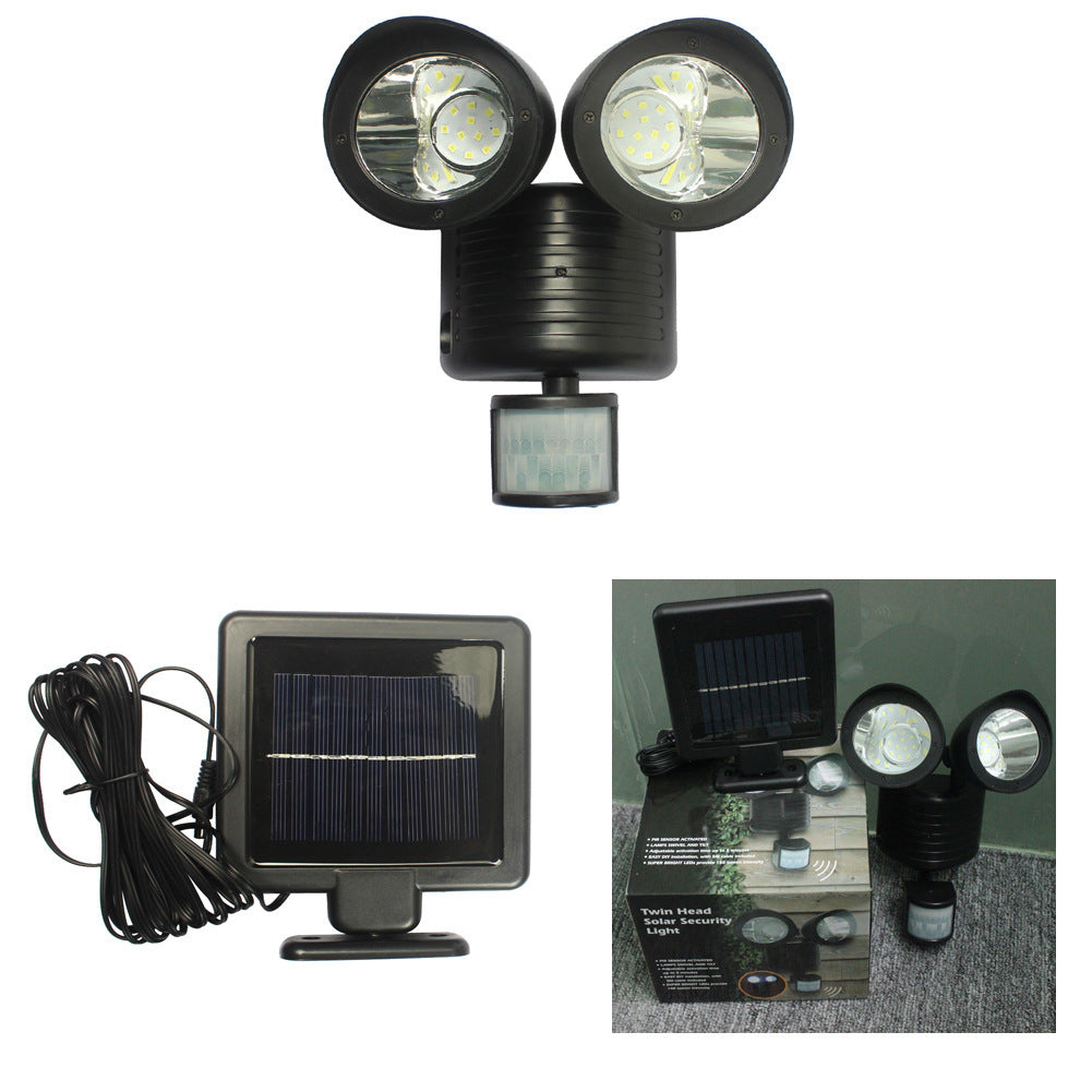 New solar lamp household solar human body induction double head light 22LED solar street lamp