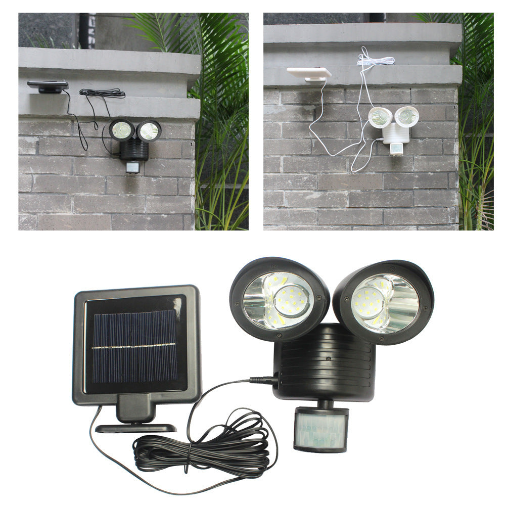New solar lamp household solar human body induction double head light 22LED solar street lamp