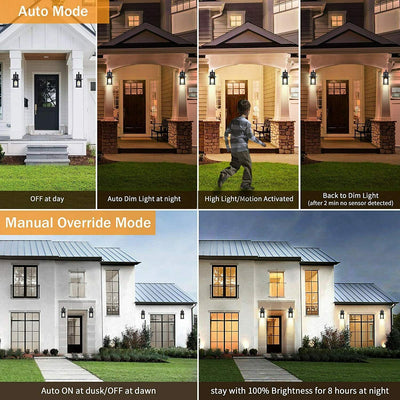LED Single Head Motion Sensor Glass Outdoor Waterproof Wall Light