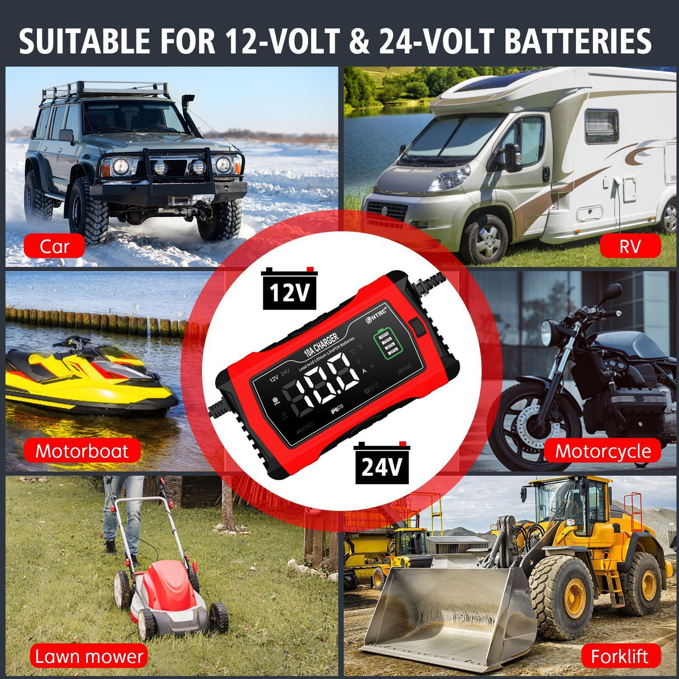 Fiberglass Car Motorcycle Storage Battery Charger
